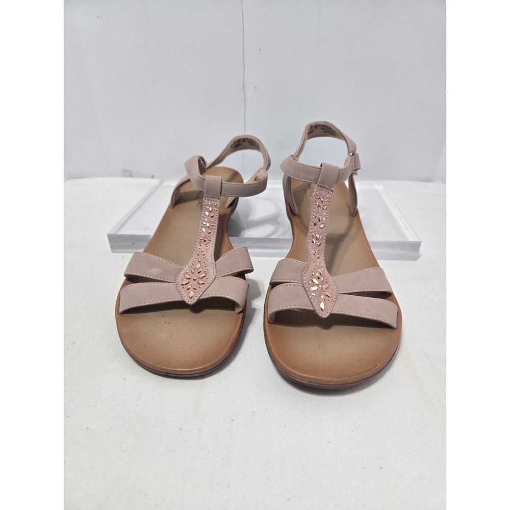 Soul Naturalizer Summer Mauve T-Strap Rhinestone Wedge Sandals Womens 12M